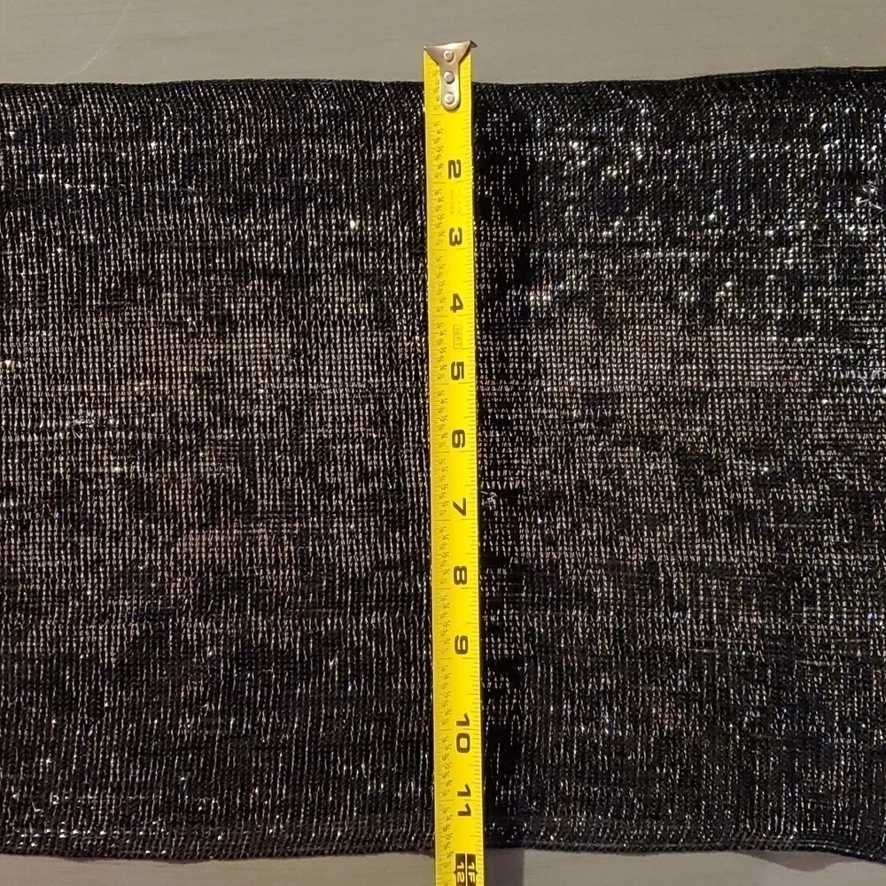 Silver & Black shimmer Metallic scarf with Fringe LARGE